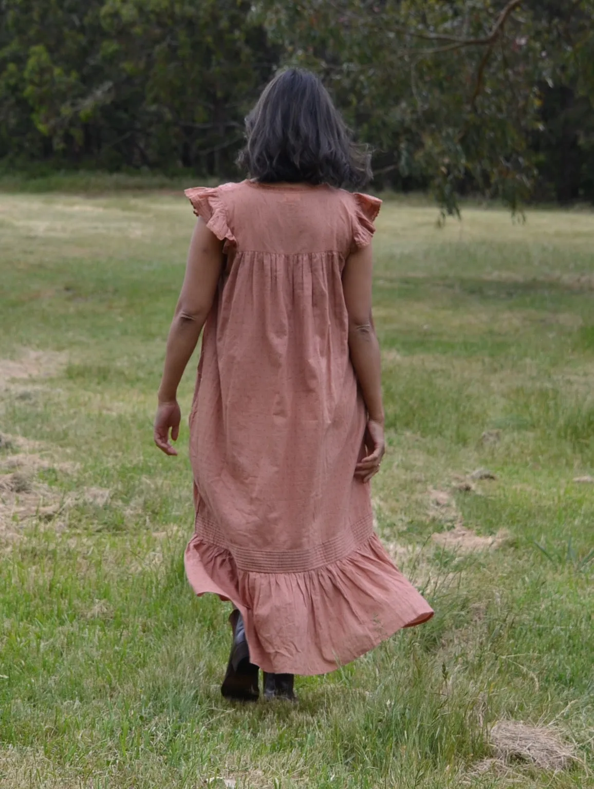 100% RECYCLED COTTON - ALICE DRESS ANTIQUE BROWN