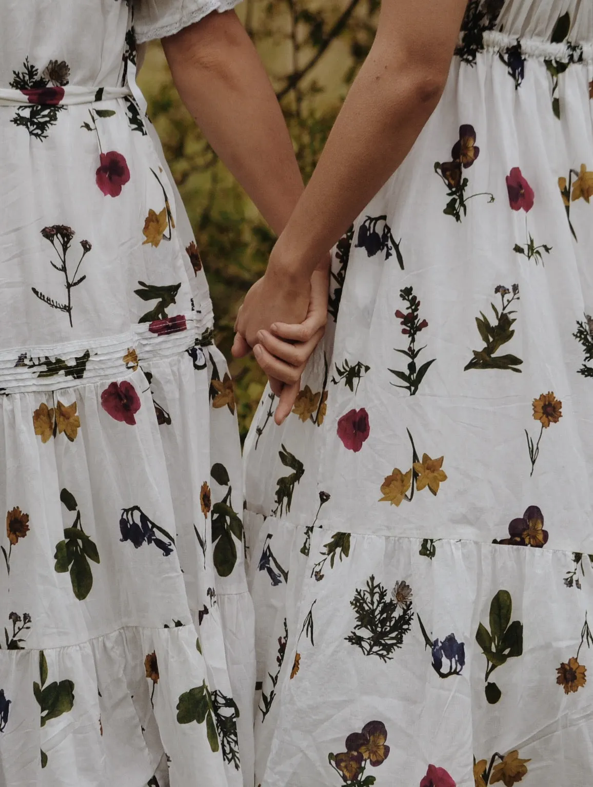 100% RECYCLED COTTON - MORNING SONG HAND SMOCKED TIERED DRESS - GARDEN BOTANIC