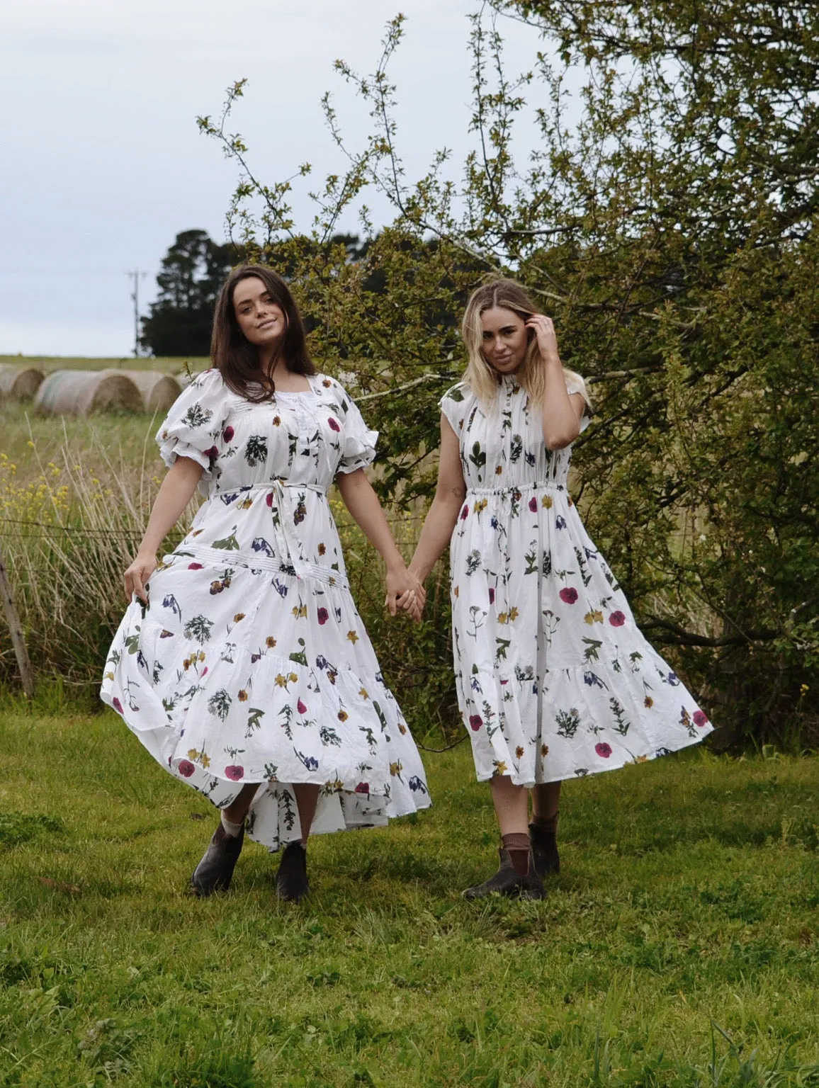 100% RECYCLED COTTON - MORNING SONG HAND SMOCKED TIERED DRESS - GARDEN BOTANIC