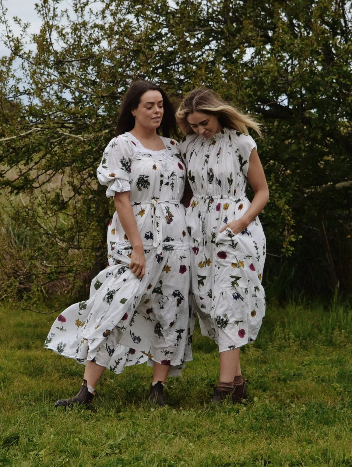 100% RECYCLED COTTON - MORNING SONG HAND SMOCKED TIERED DRESS - GARDEN BOTANIC