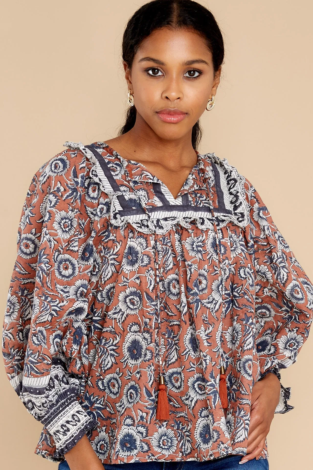 Amy Sienna Block Print Blouse