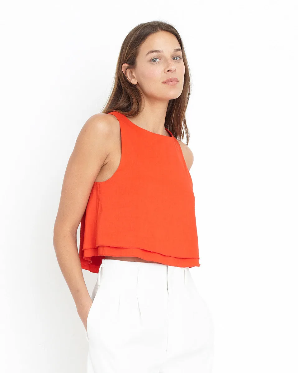 Apiece Apart Agnes Bi-Level Top | Red - FINAL SALE