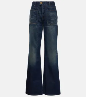 BALMAIN High Rise Flared Jeans, Blue