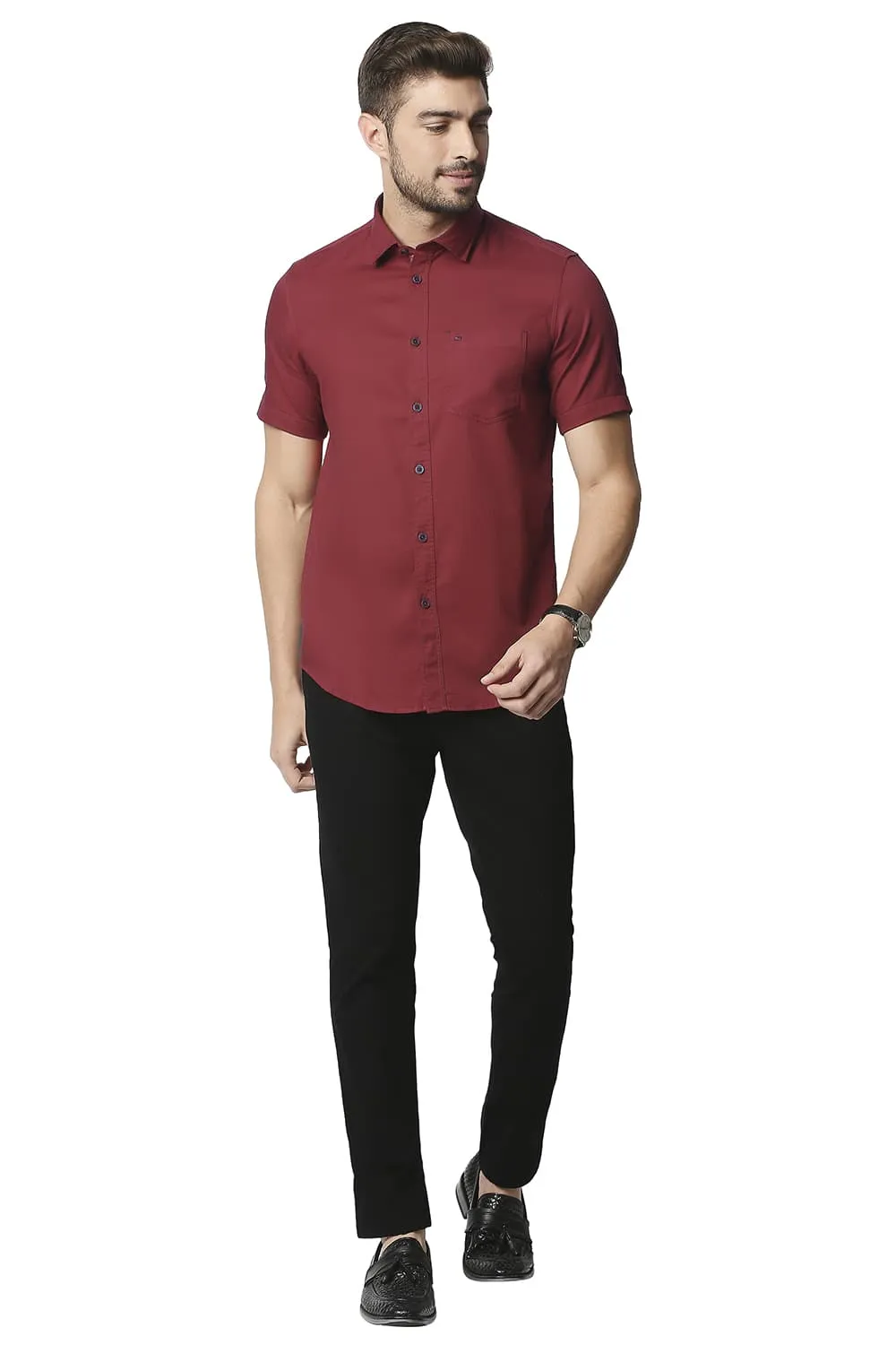 Basics Slim Fit Herringbone Shirt