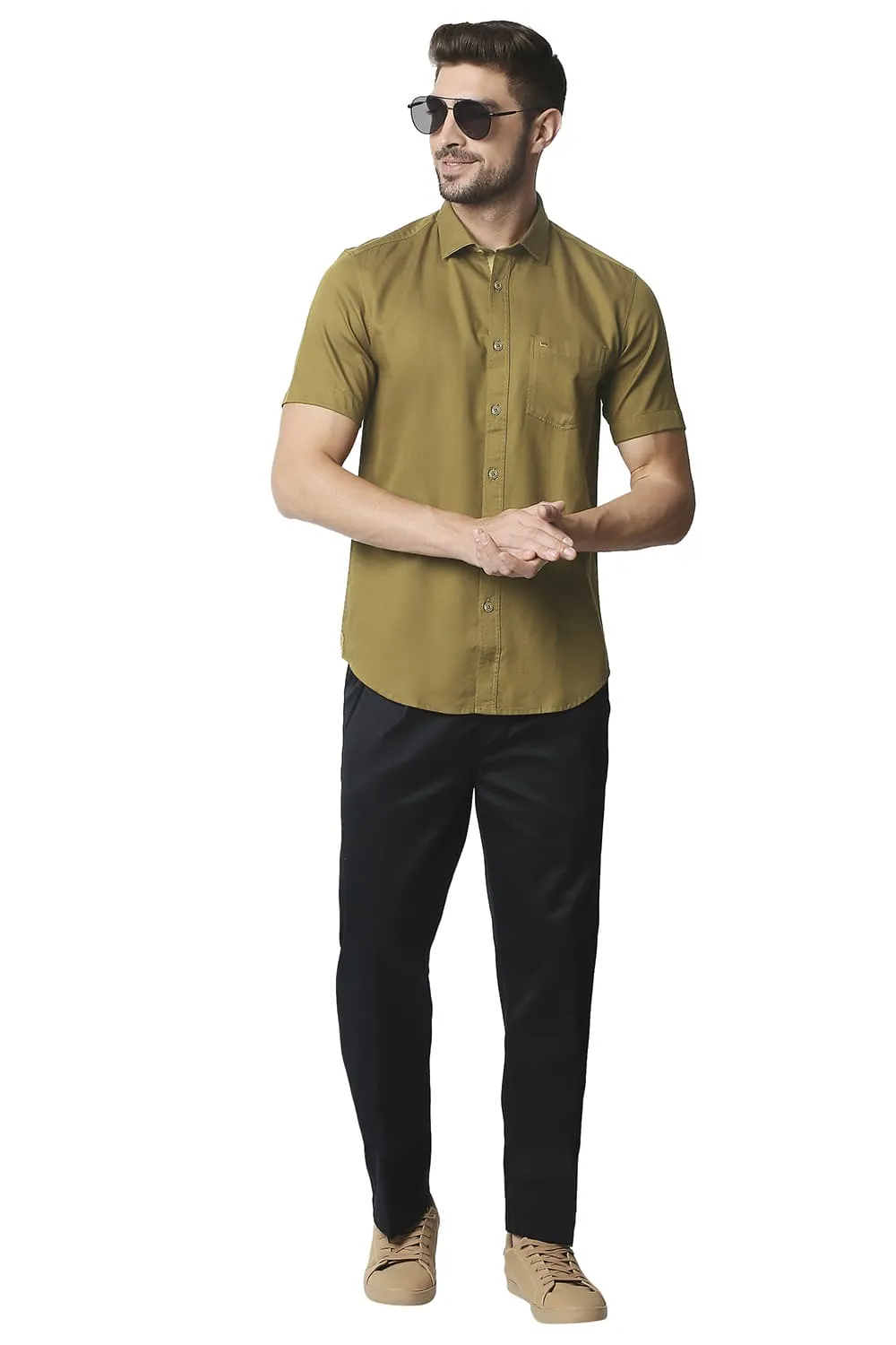 Basics Slim Fit Herringbone Shirt