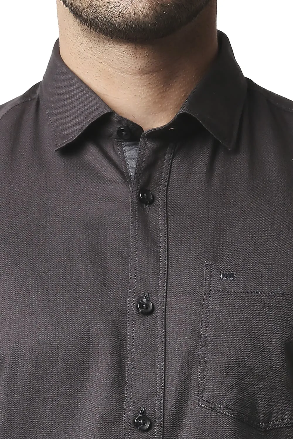 Basics Slim Fit Herringbone Shirt