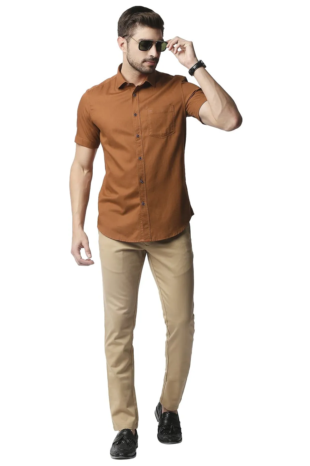 Basics Slim Fit Herringbone Shirt