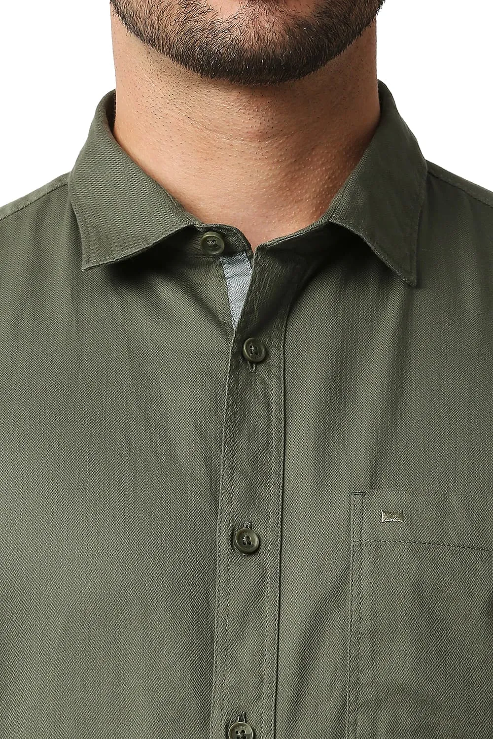 Basics Slim Fit Herringbone Shirt