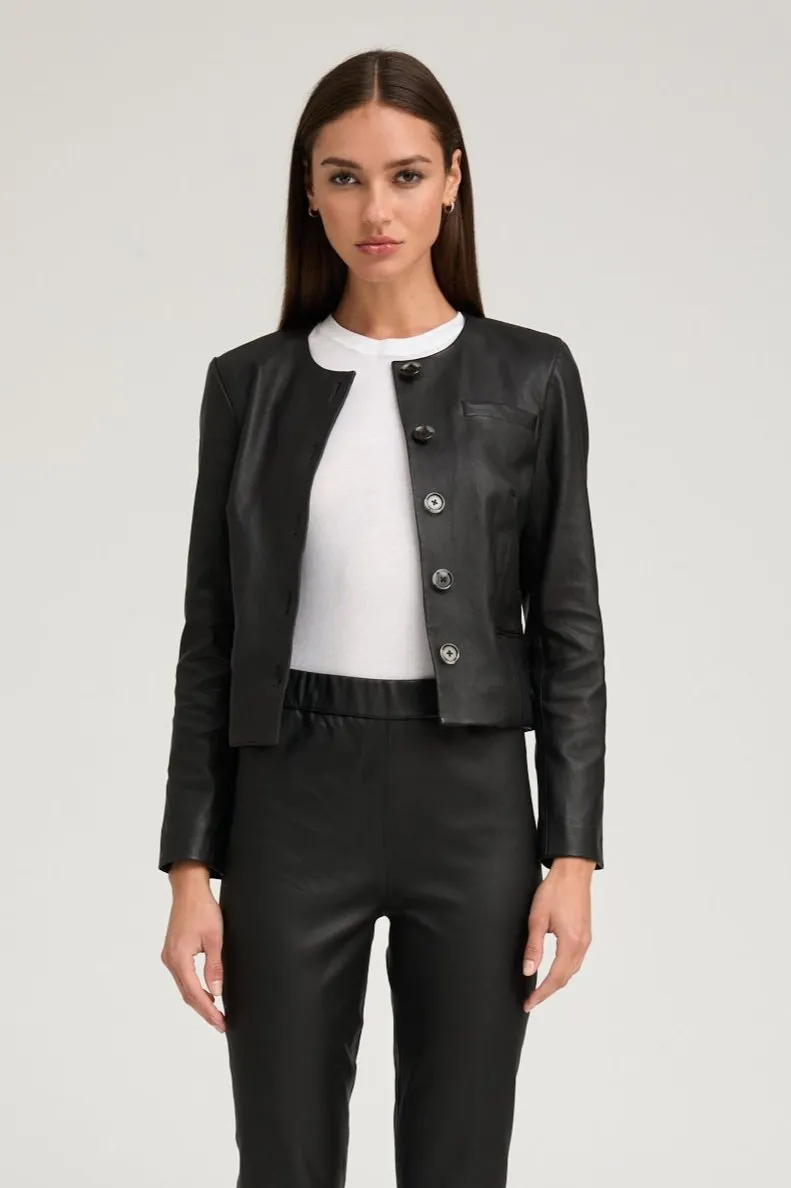 Black Leather Shrunken Jacket