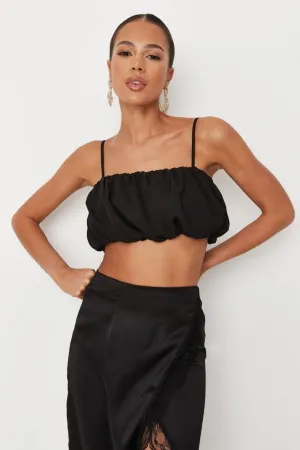 Black Puffball Cami Crop Top