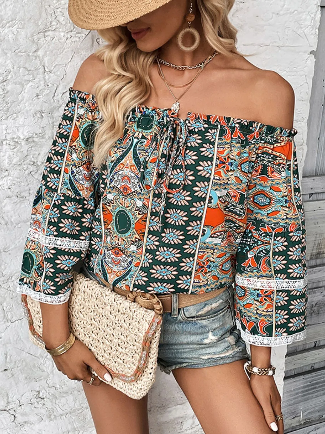 Boho Vacation Off-Shoulder Blouse