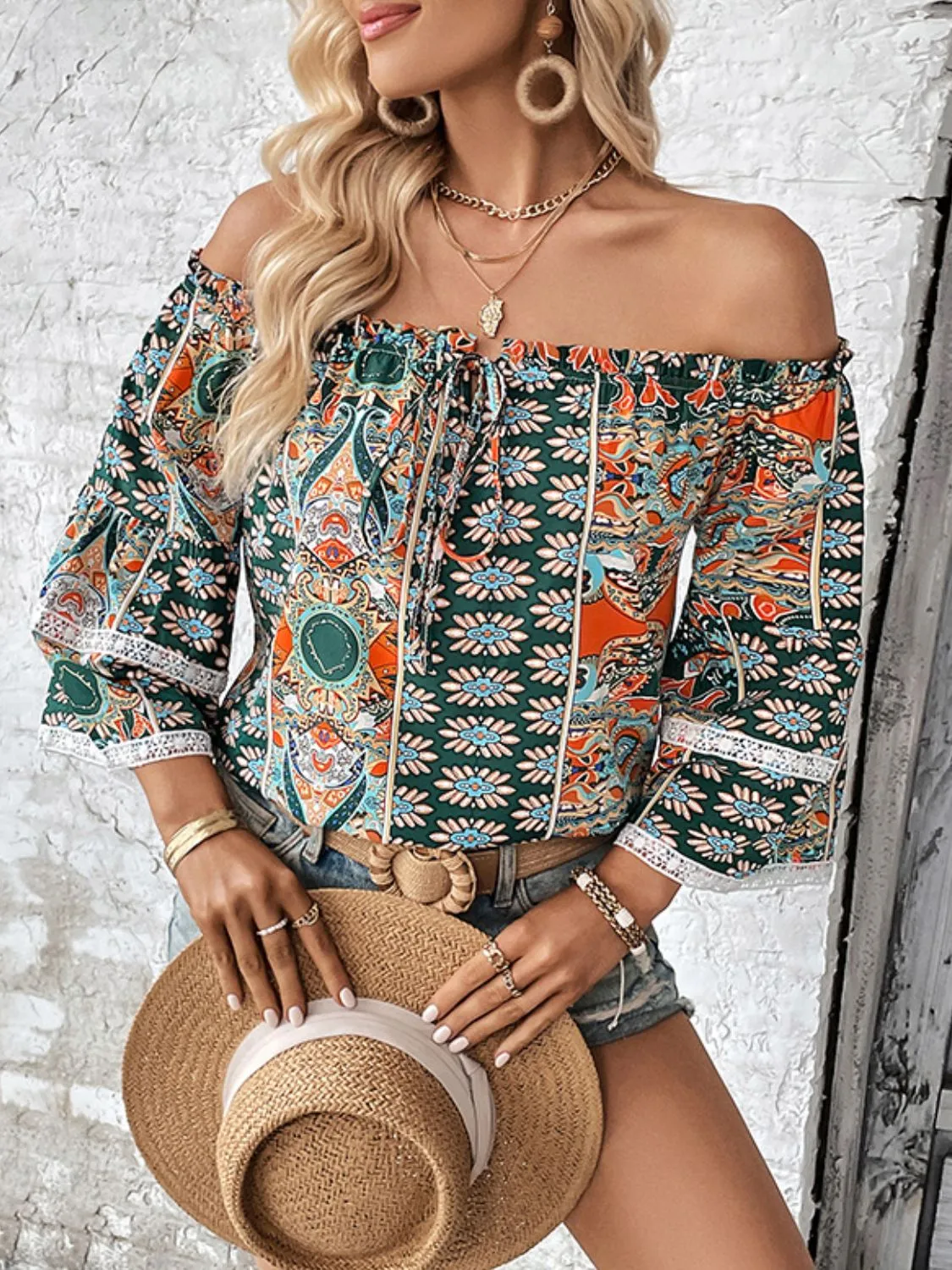 Boho Vacation Off-Shoulder Blouse