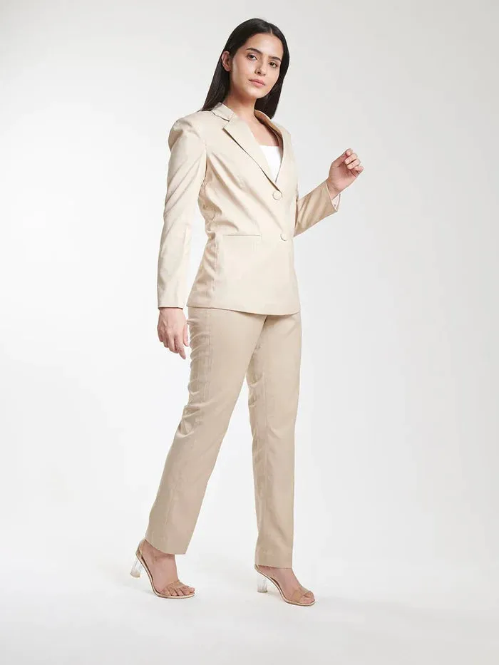 Business Formal Women's Beige Pant Suit