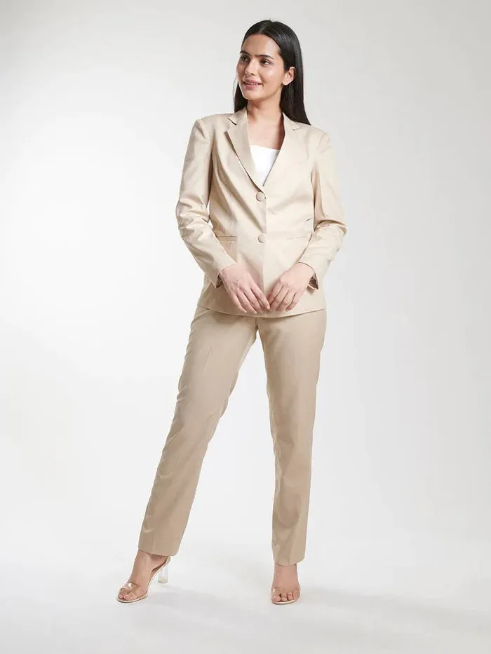 Business Formal Women's Beige Pant Suit