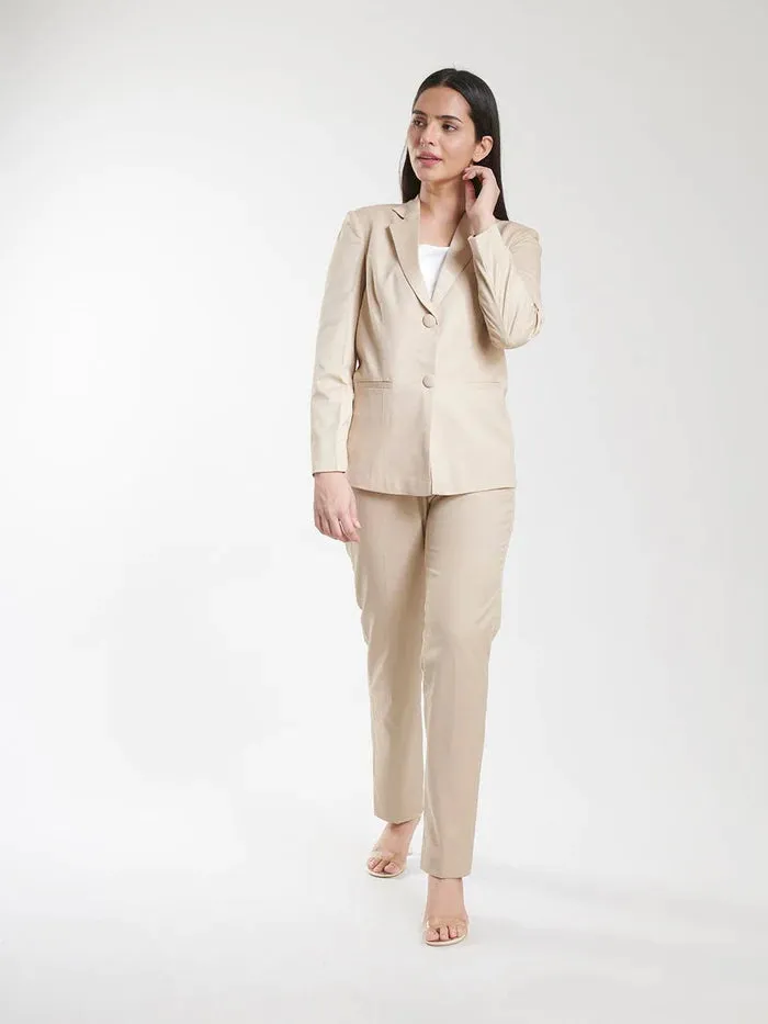 Business Formal Women's Beige Pant Suit