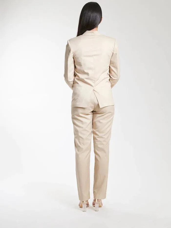 Business Formal Women's Beige Pant Suit