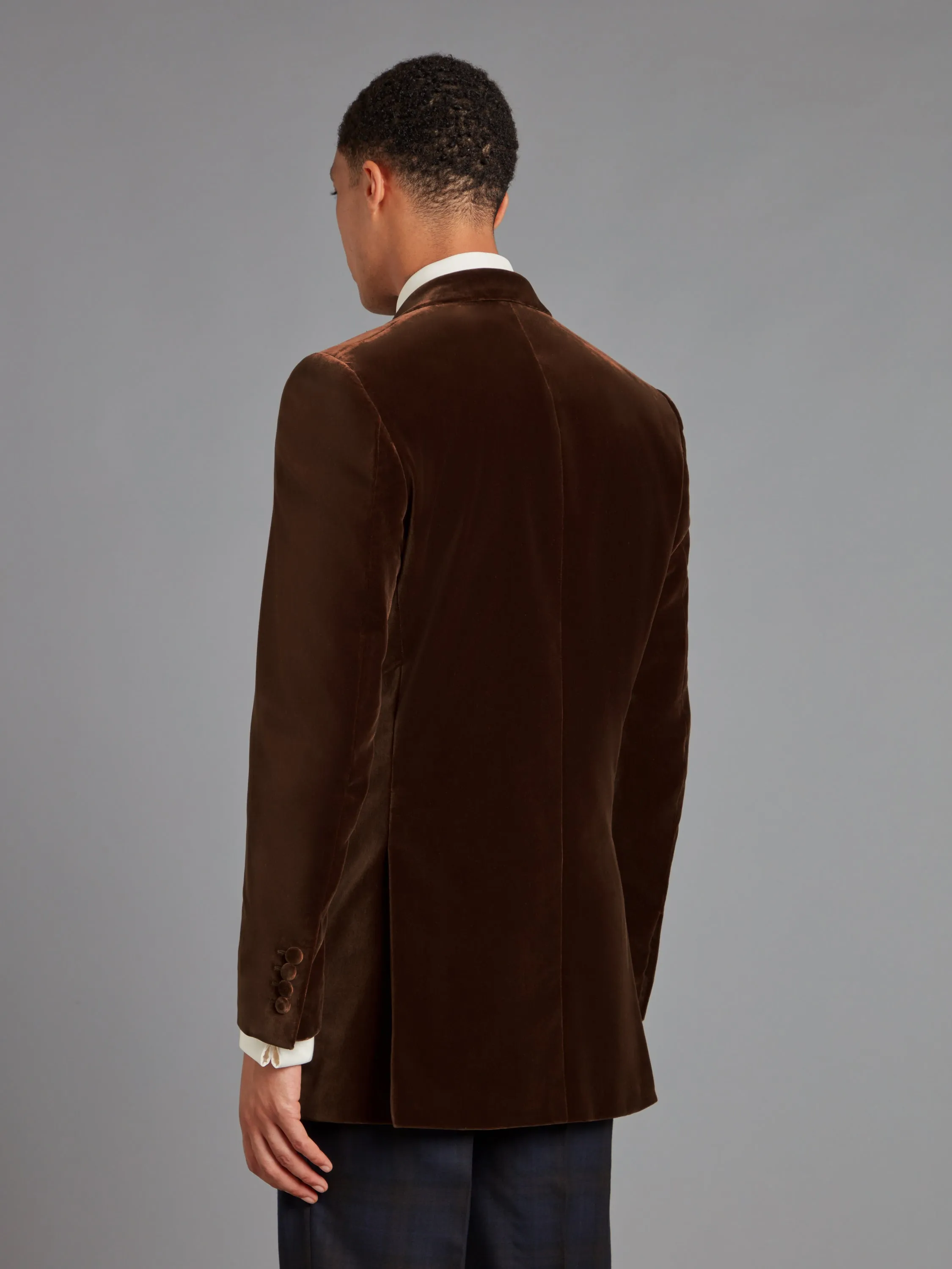 Carlyle Smoking Jacket - Brown Velvet