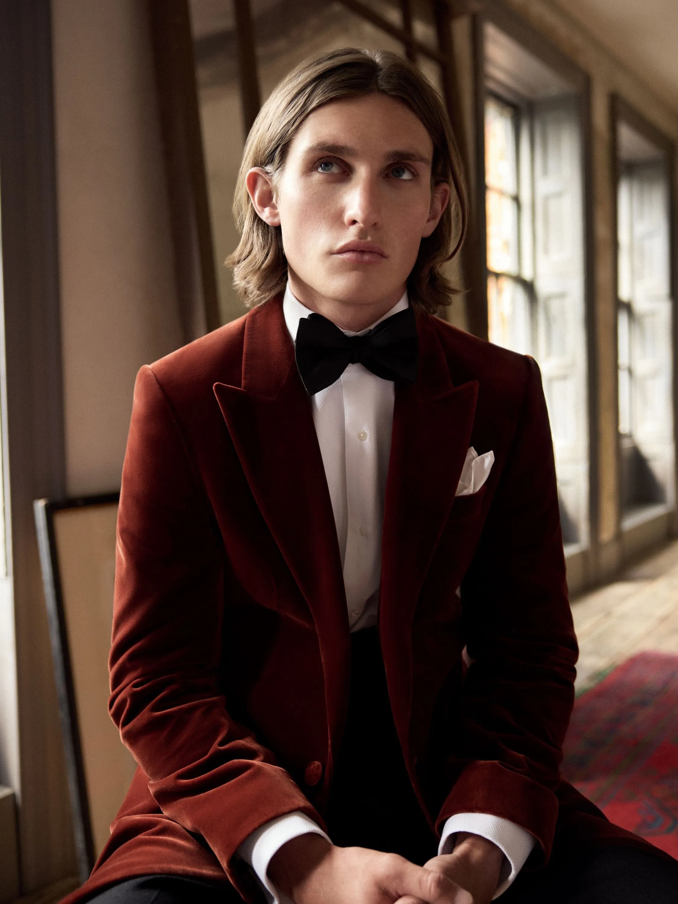 Carlyle Smoking Jacket - Burnt Orange Velvet