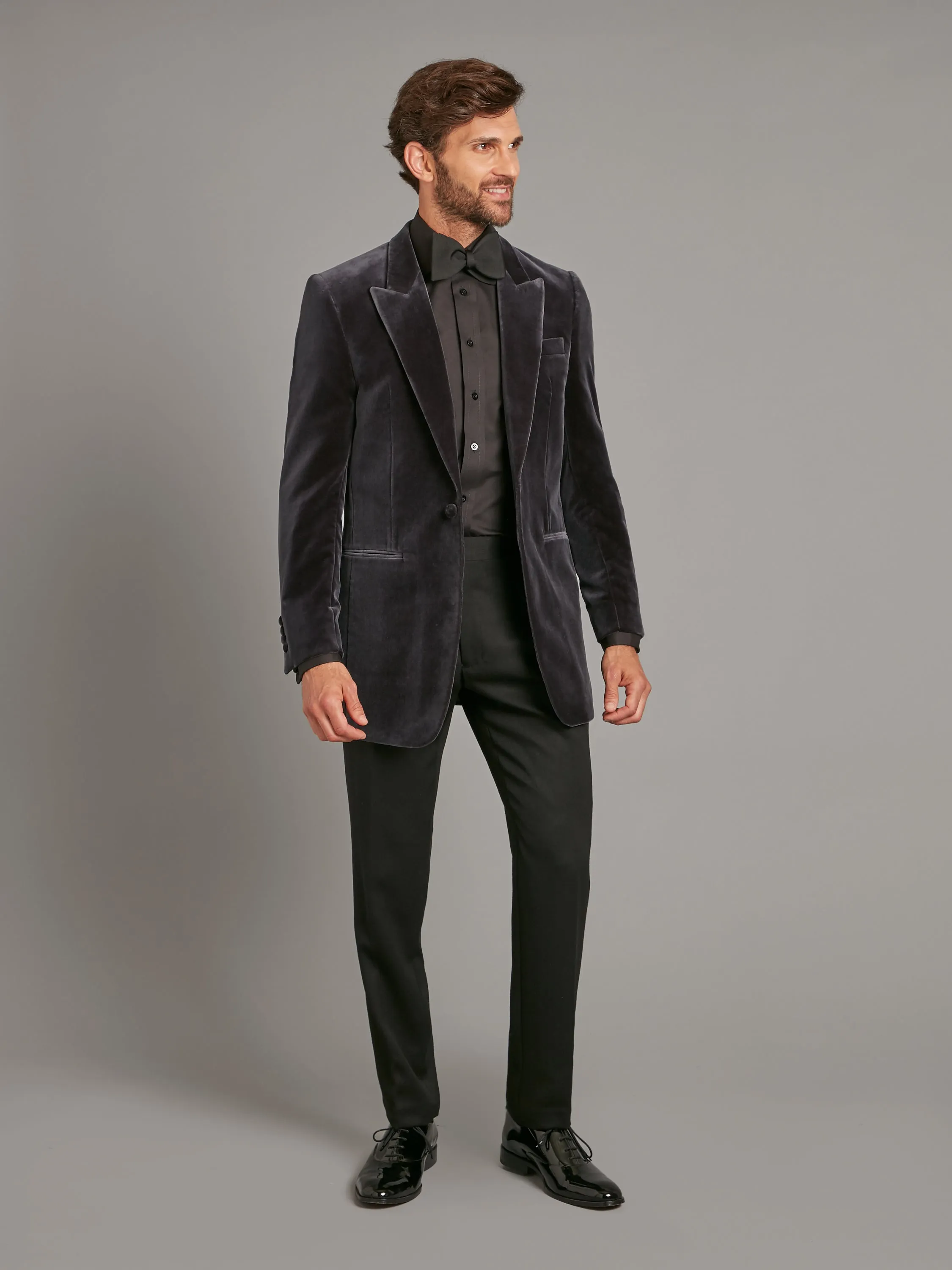 Carlyle Velvet Jacket  - Smoked Grey