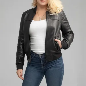 Dani Womens Fashion Leather Bomber Jacket