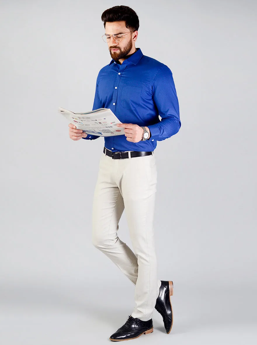 Dark Blue Self Design Regular Fit Formal Shirt | Greenfibre