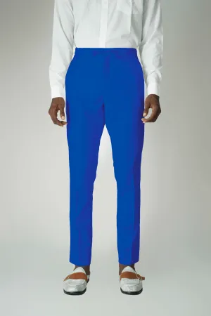 Extended Length Long Sleeve Wool Pants in Royal Blue