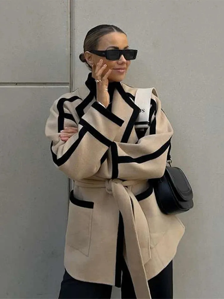 Fashion Spliced Autumn Coat For Women