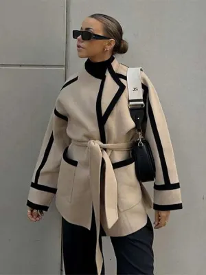 Fashion Spliced Autumn Coat For Women