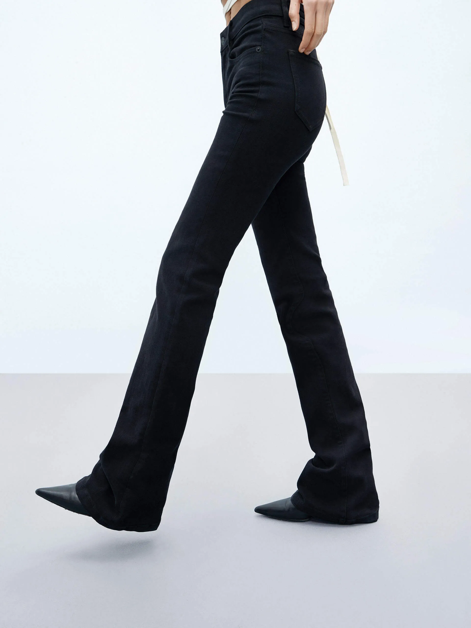 Flared Mid Waist Stretch Jeans