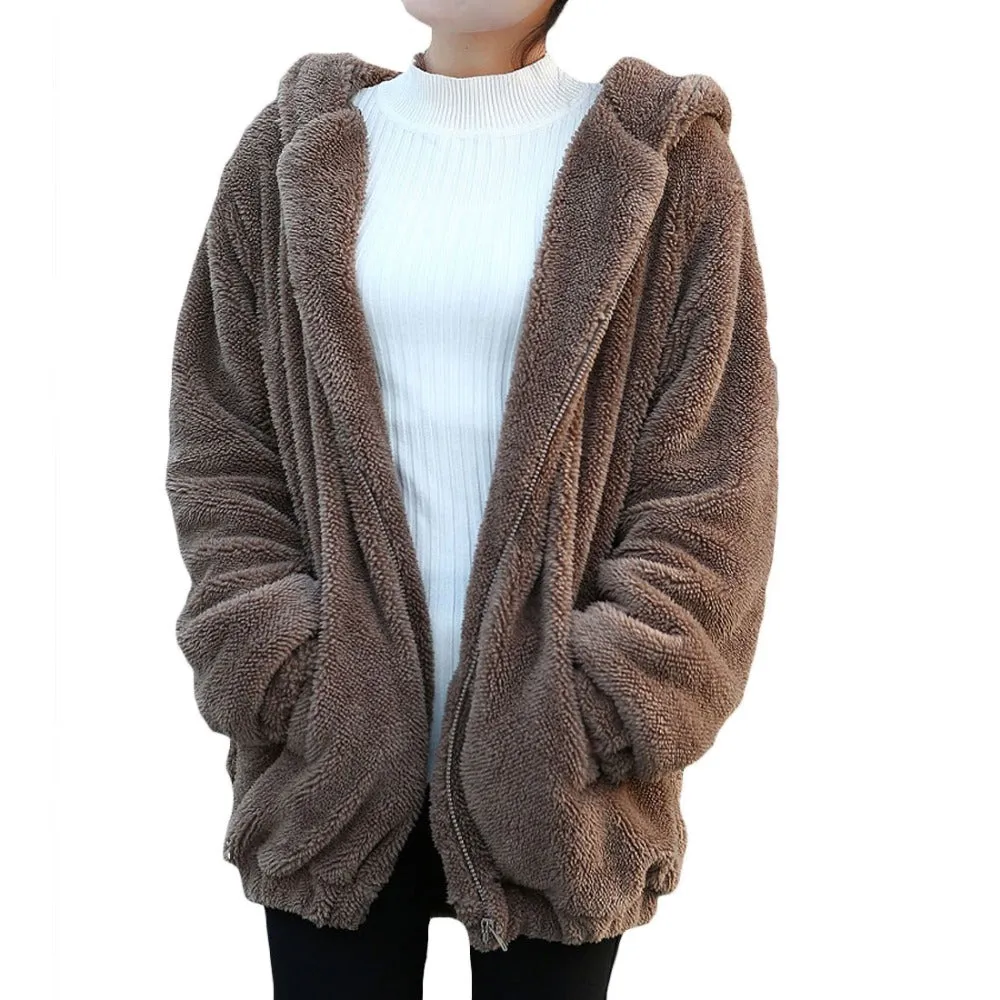 Fluffy Cute Bear Warm Hooded Jacket