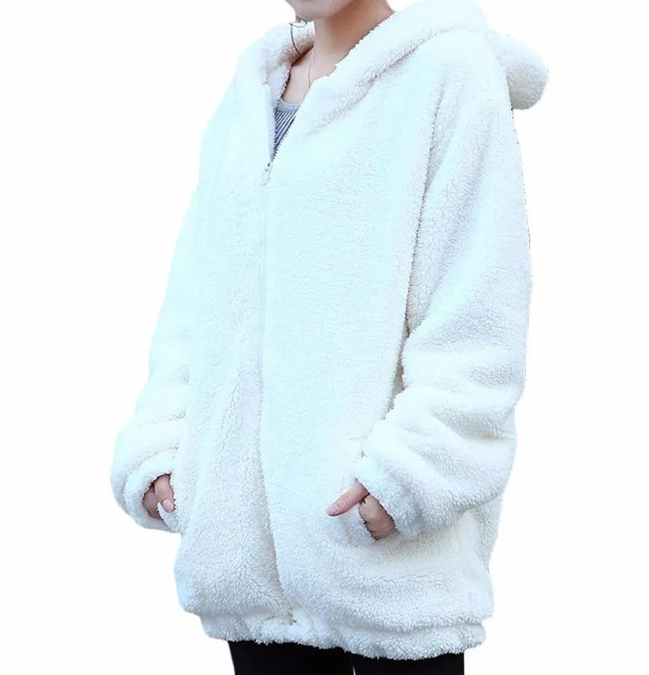 Fluffy Cute Bear Warm Hooded Jacket