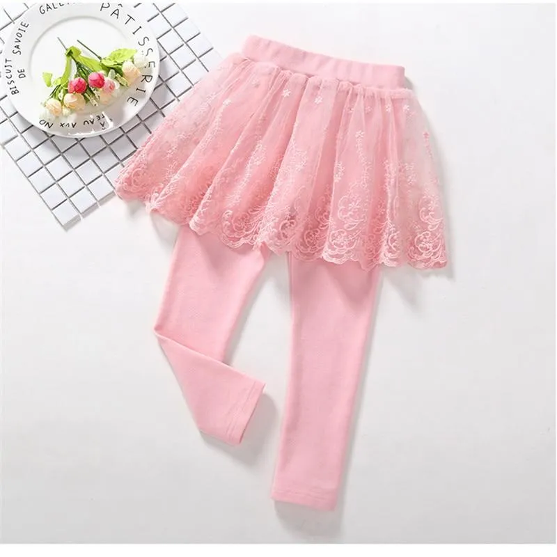 Girls Princess Lace Leggings Skirt Pants