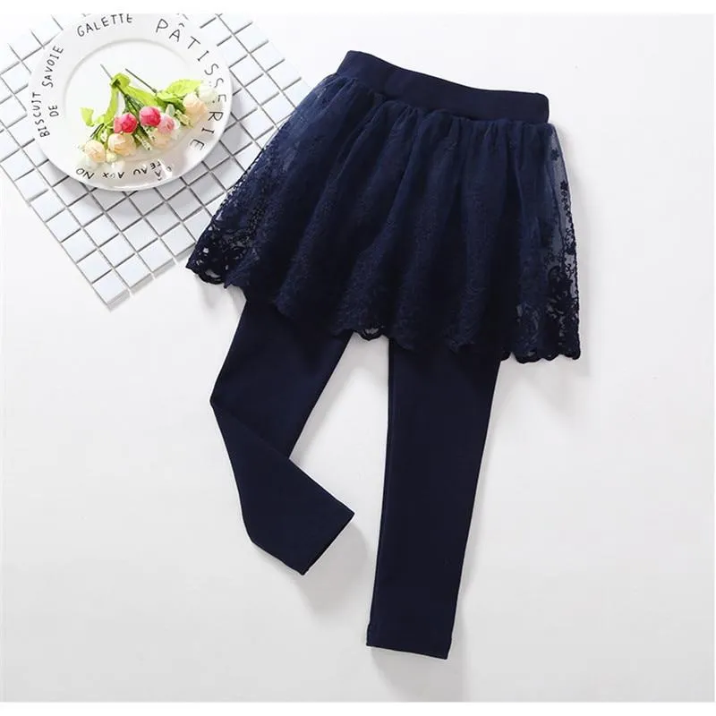 Girls Princess Lace Leggings Skirt Pants