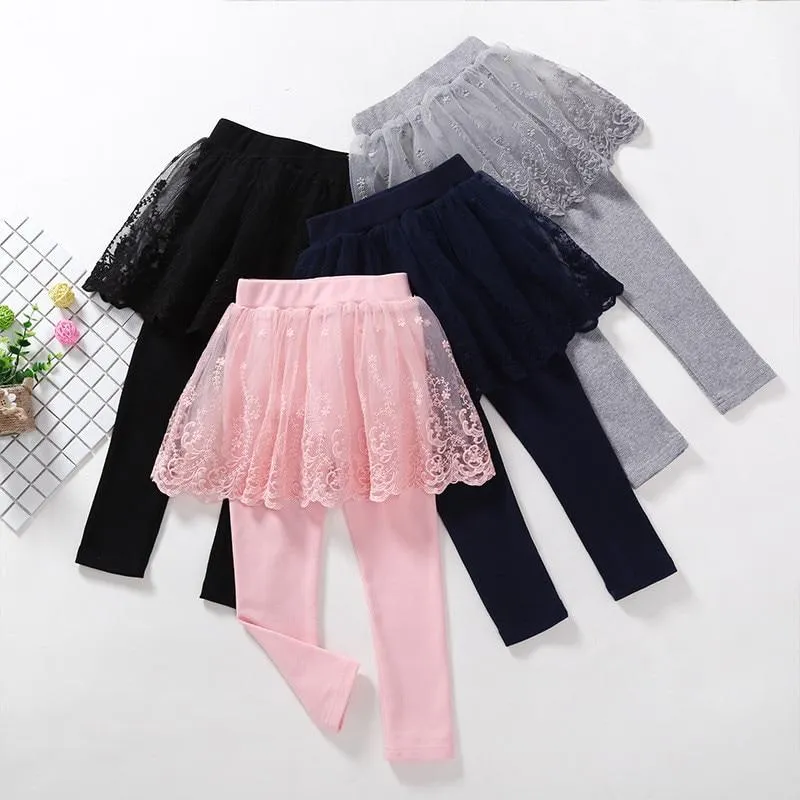 Girls Princess Lace Leggings Skirt Pants