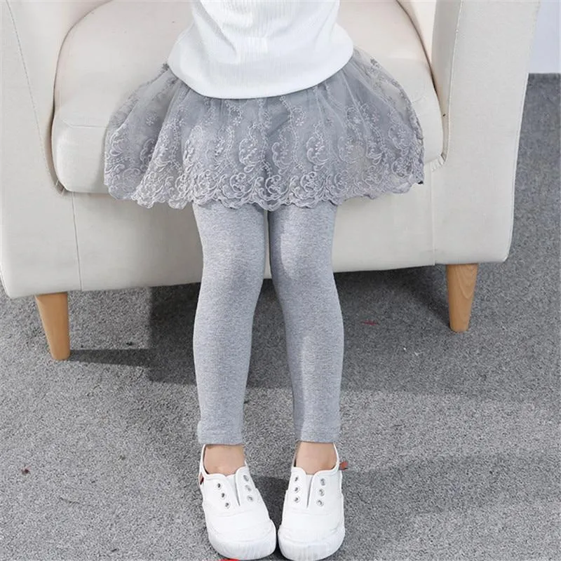 Girls Princess Lace Leggings Skirt Pants