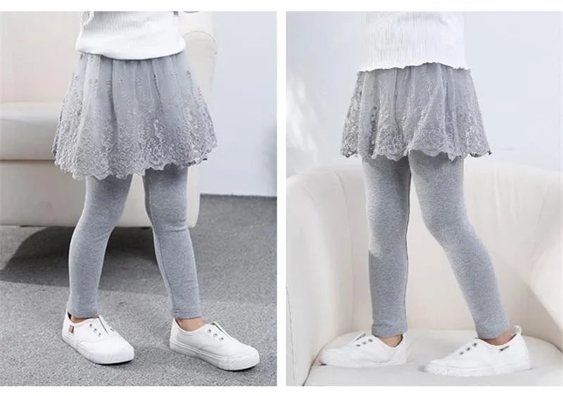 Girls Princess Lace Leggings Skirt Pants