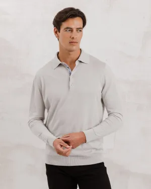 Grey Knit Polo with Times March Accents