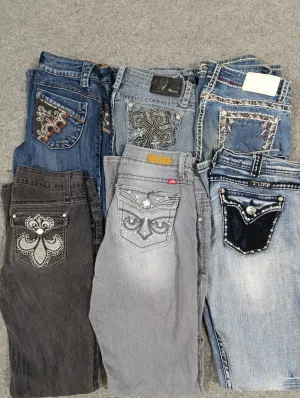 HD137 Lafies Y2K Flared Embroided Jeans - 12 pcs