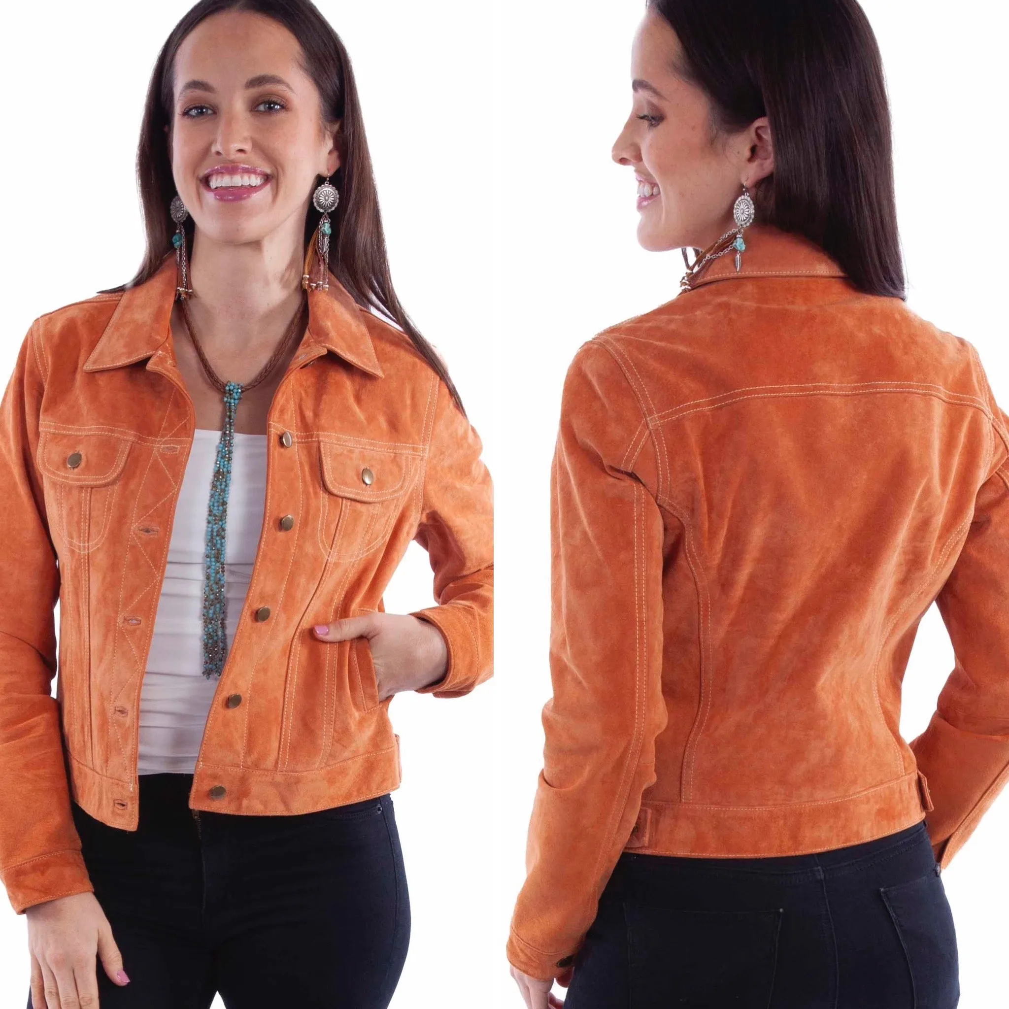 Jacket, Western Suede Leather Jean Jacket - Style L107