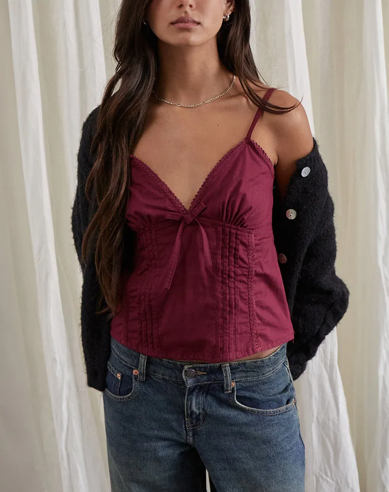 Jepuni Cami Top in Burgundy