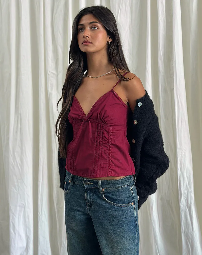 Jepuni Cami Top in Burgundy