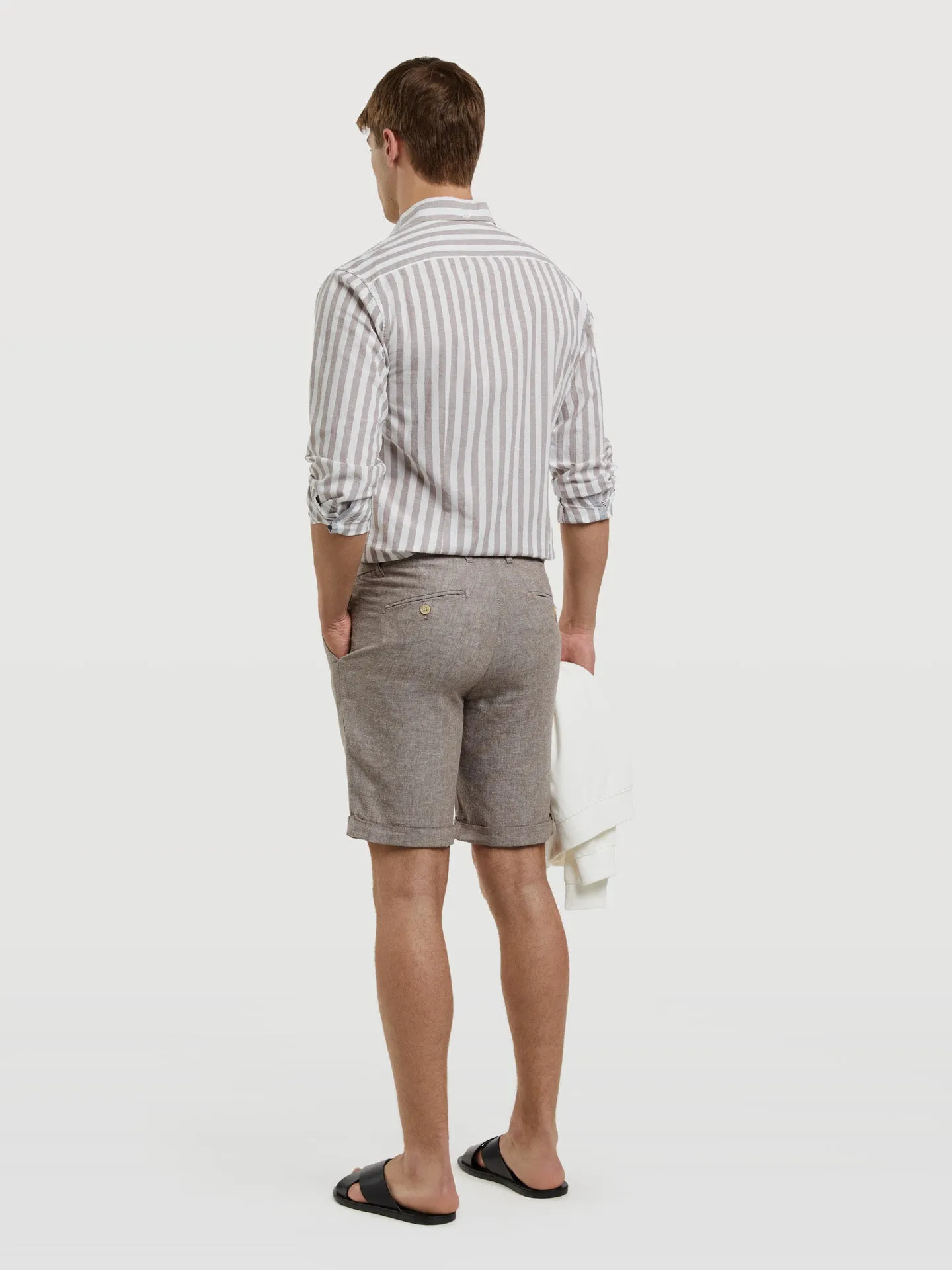 Linen blended Slim Fit Bermuda