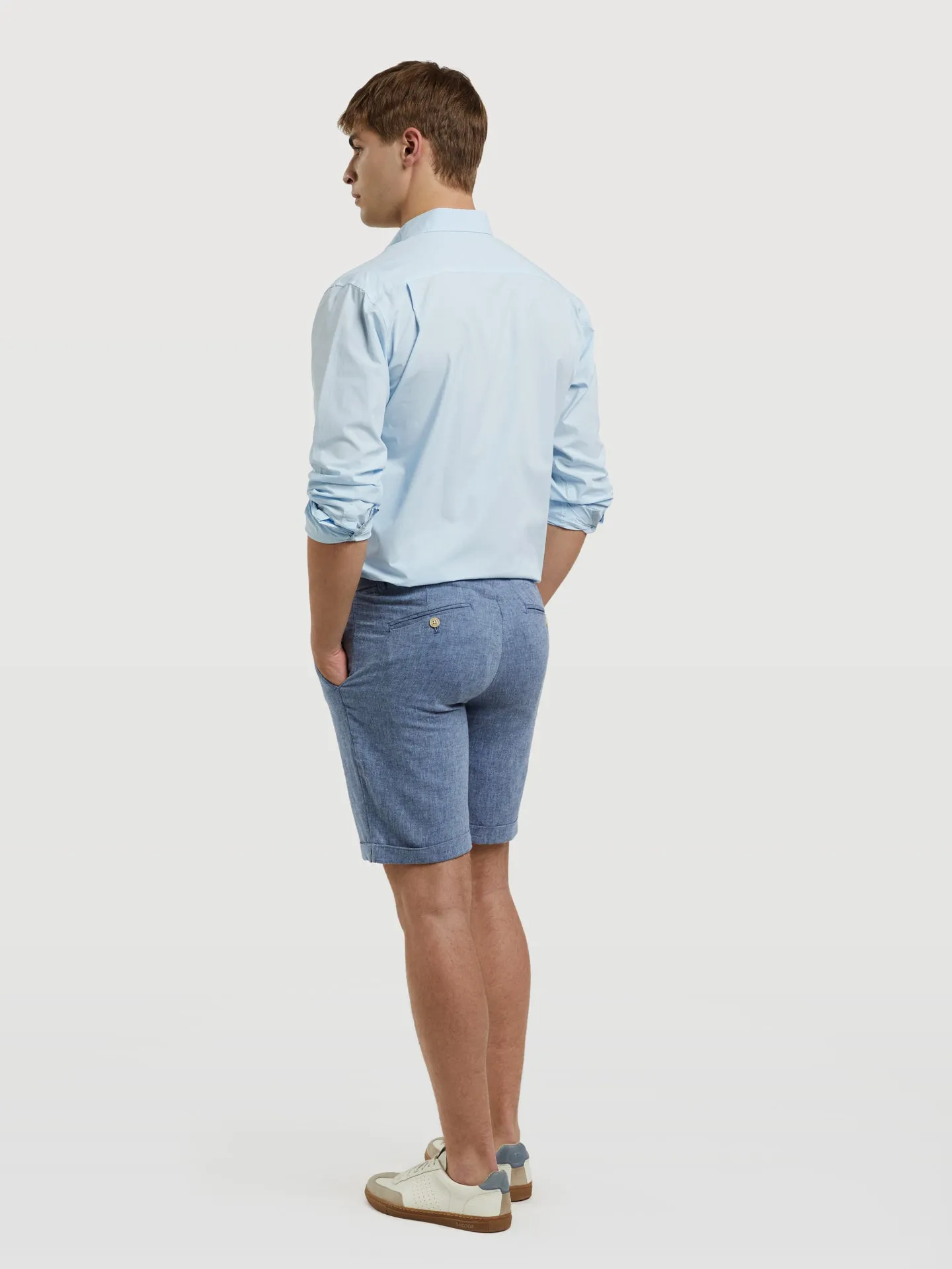 Linen blended Slim Fit Bermuda