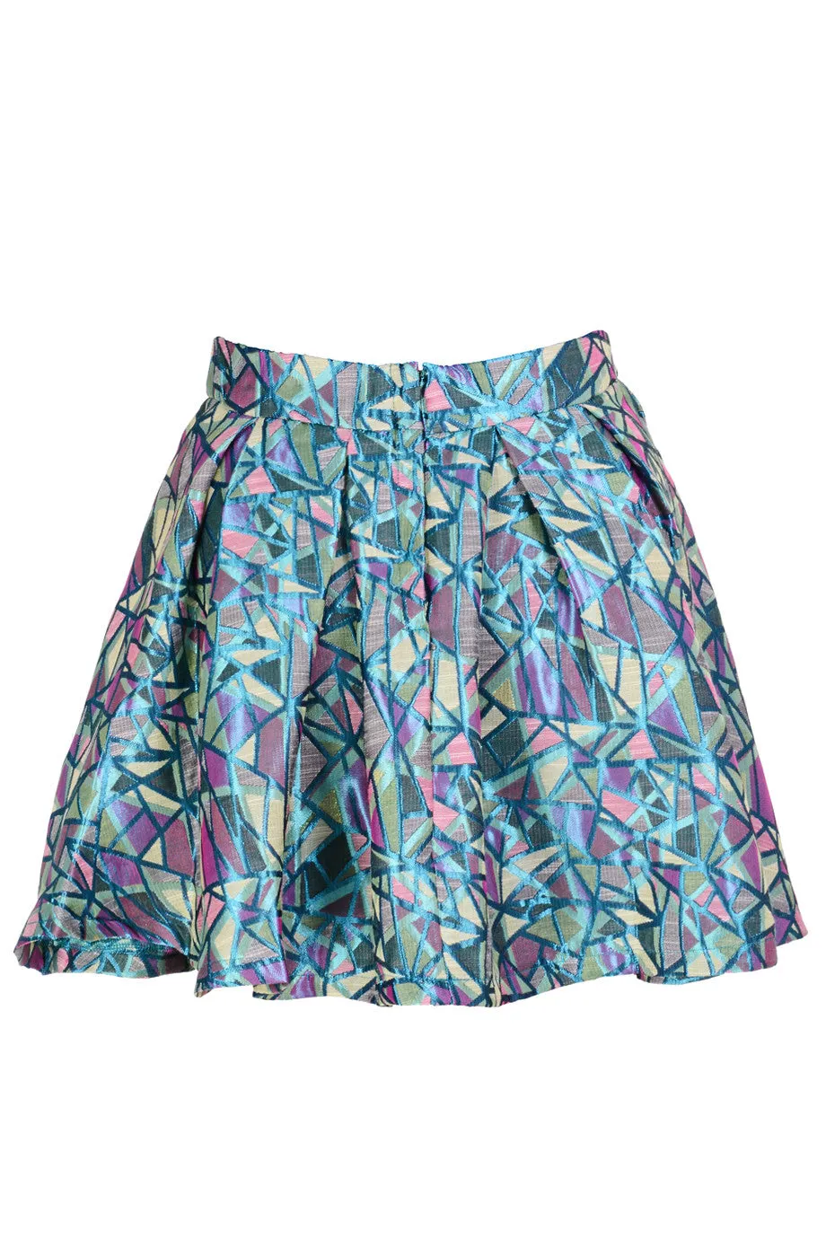 LONDON DISCO GIRL Metallic Multicolor Flared Skirt