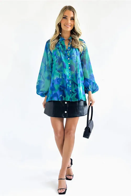 Make Yourself Happy Print Button Down Long Sleeve Top - 4 Colors