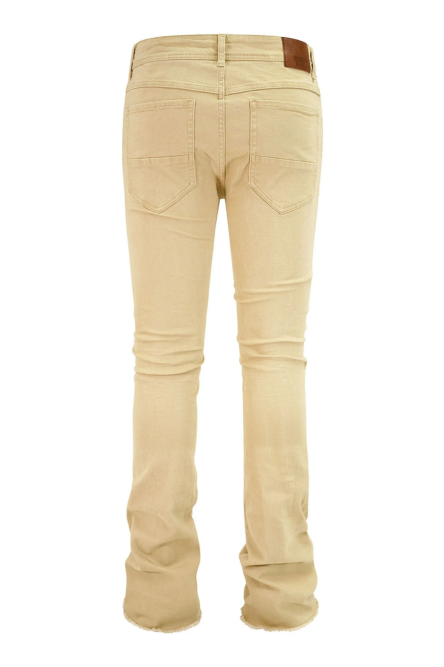 Men's Solid Twill Stacked Flared Jeans