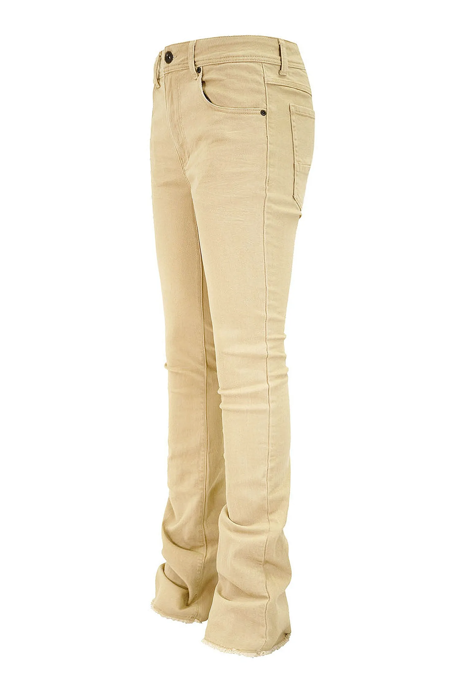 Men's Solid Twill Stacked Flared Jeans