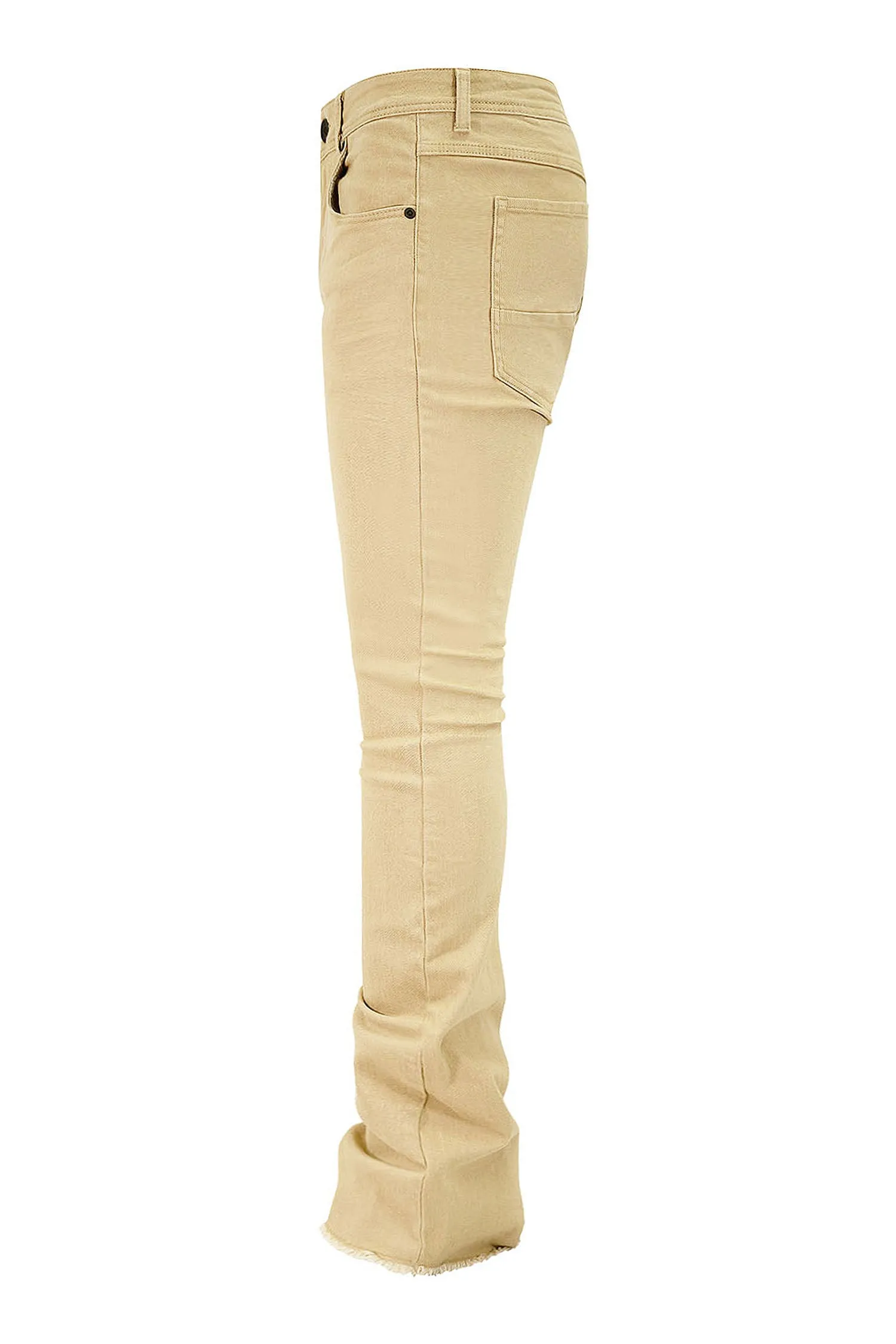 Men's Solid Twill Stacked Flared Jeans