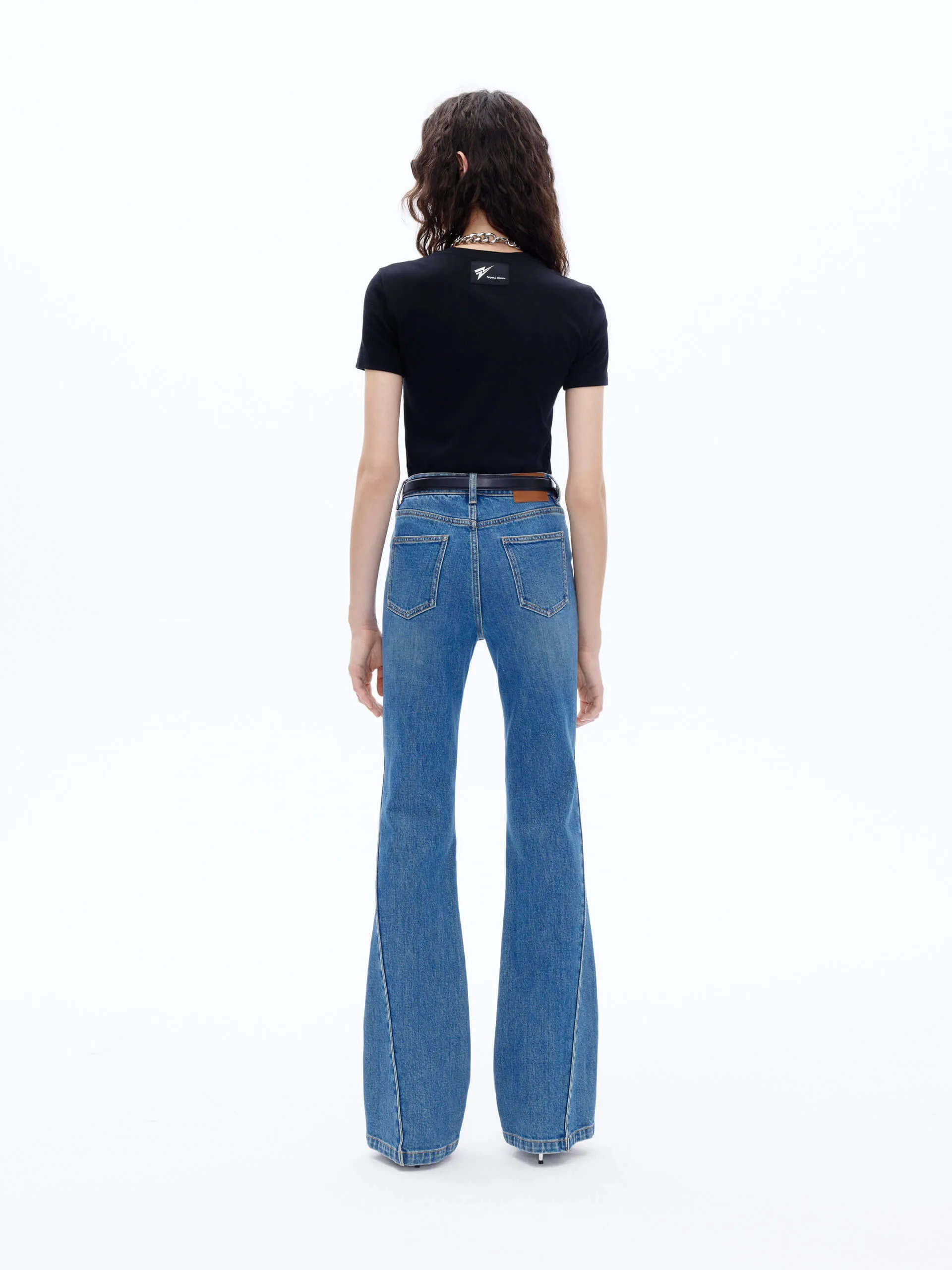 Mid Waist Flared Jeans