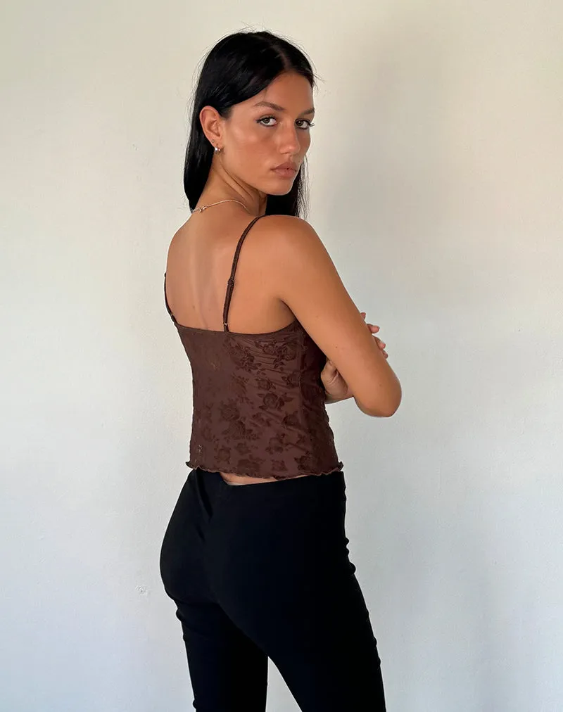 Noira Cami Top in Romantic Rose Flock Brown